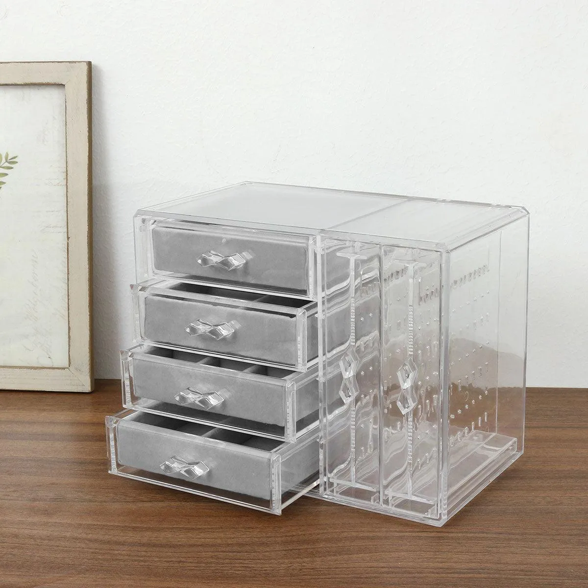 Chic Acrylic Jewelry Storage Box with Drawer Compartments and Earring Holder Display