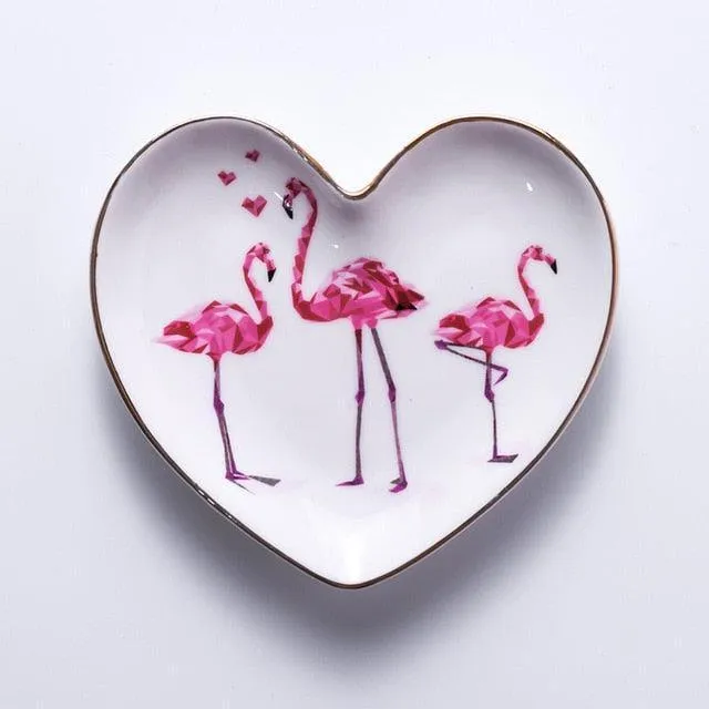 Chic Botanical Ceramic Jewelry Storage Tray with Whimsical Designs