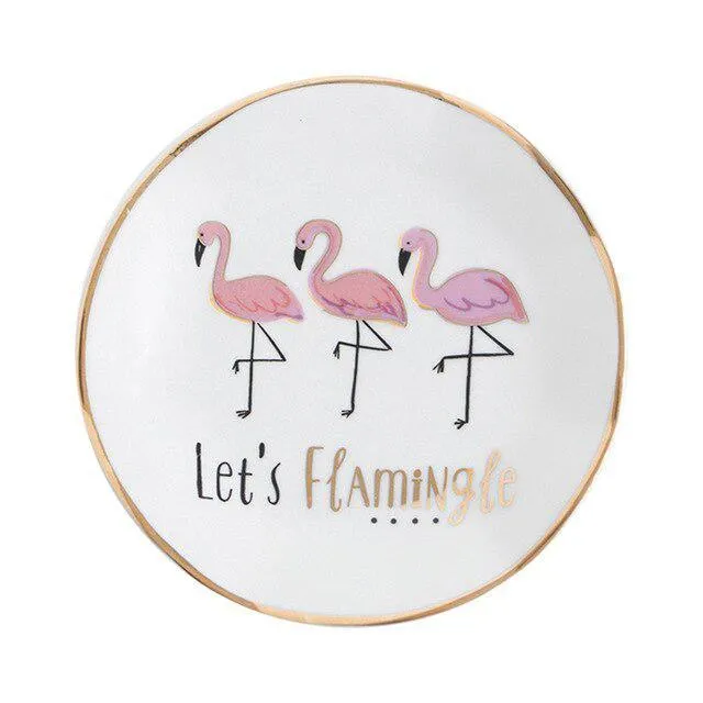 Chic Botanical Ceramic Jewelry Storage Tray with Whimsical Designs