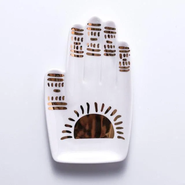 Chic Botanical Ceramic Jewelry Storage Tray with Whimsical Designs