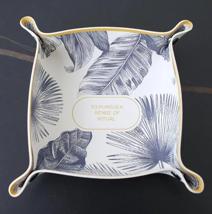 Chic PU Leather Desktop Storage Tray for Stylish Home Organization