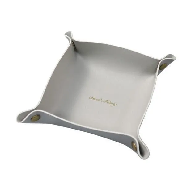 Chic PU Leather Desktop Storage Tray for Stylish Home Organization