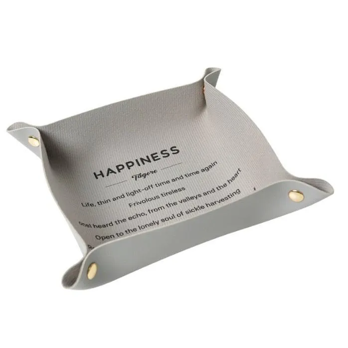 Chic PU Leather Desktop Storage Tray for Stylish Home Organization