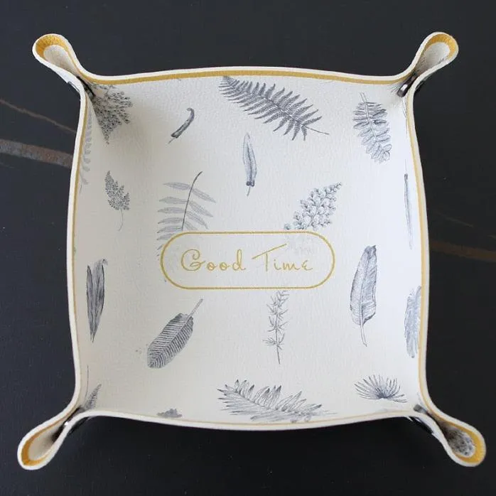 Chic PU Leather Desktop Storage Tray for Stylish Home Organization