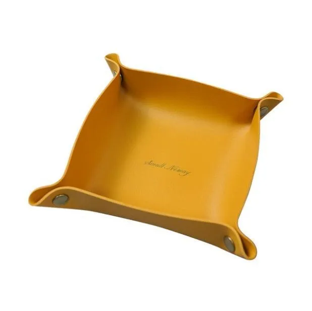 Chic PU Leather Desktop Storage Tray for Stylish Home Organization