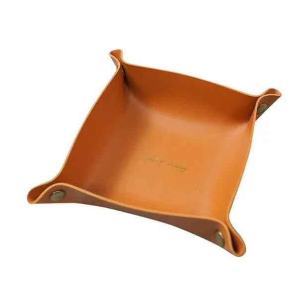 Chic PU Leather Desktop Storage Tray for Stylish Home Organization