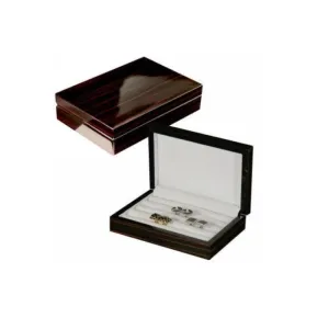 Classical Luxury Style Ebony Lacquer Wooden Cufflink / Ring Storage Case