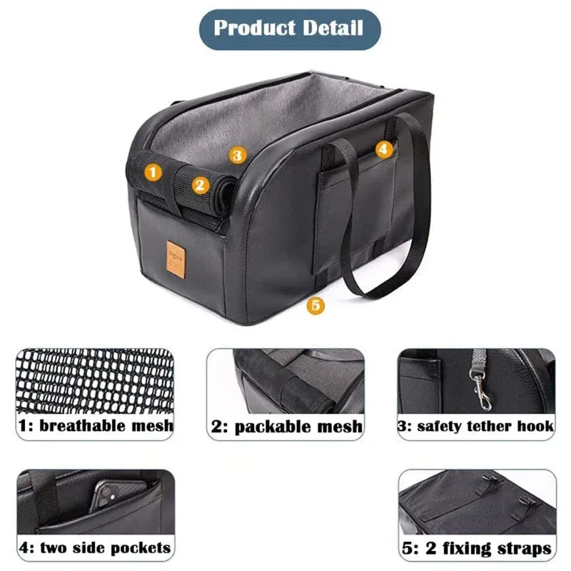 Compact Dog Car Seat for Small Pets with Safety Features