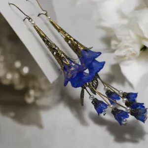 Copper Blue Deluxe Edition Blue Long Tassel Bohemian Bloom Earrings
