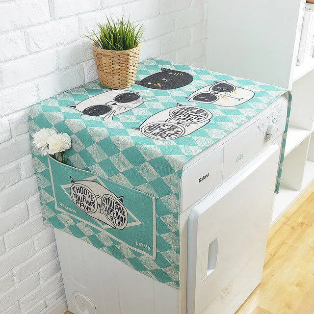 Elegant European Cartoon Linen Dust Cover - Chic and Fun Storage Solution