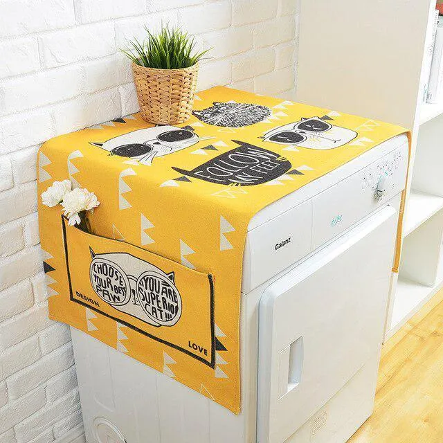 Elegant European Cartoon Linen Dust Cover - Chic and Fun Storage Solution