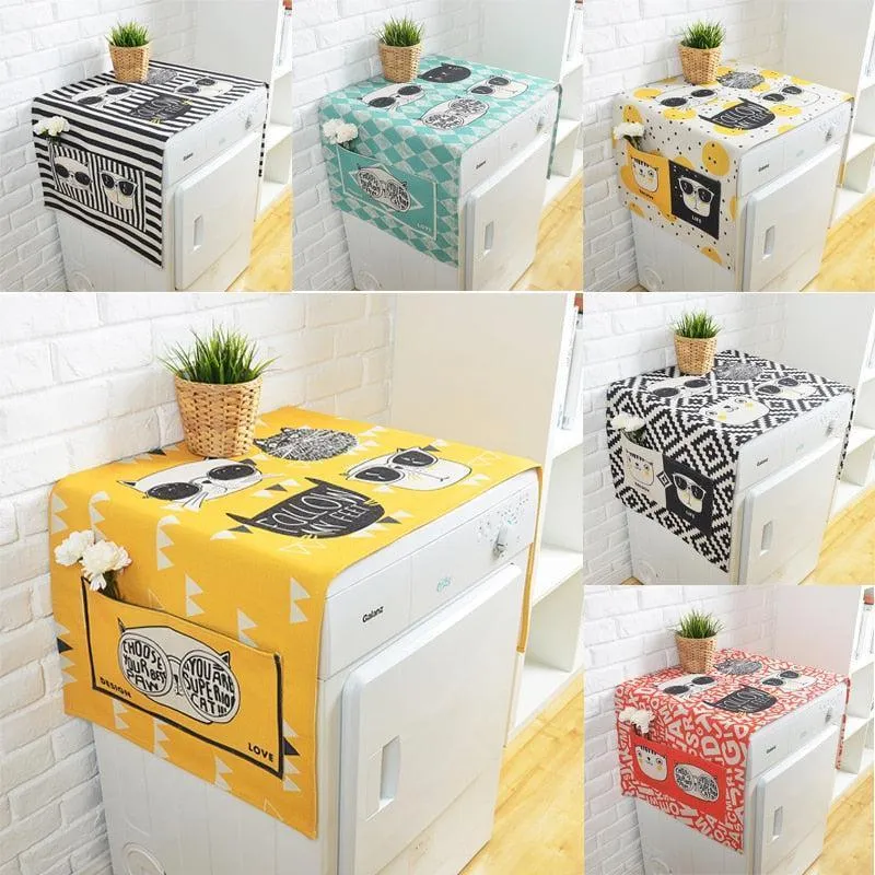Elegant European Cartoon Linen Dust Cover - Chic and Fun Storage Solution