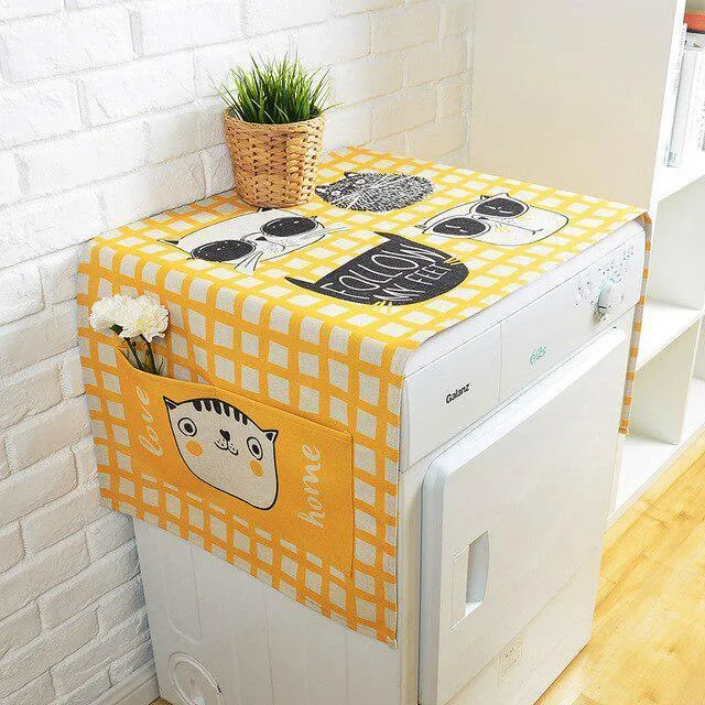 Elegant European Cartoon Linen Dust Cover - Chic and Fun Storage Solution