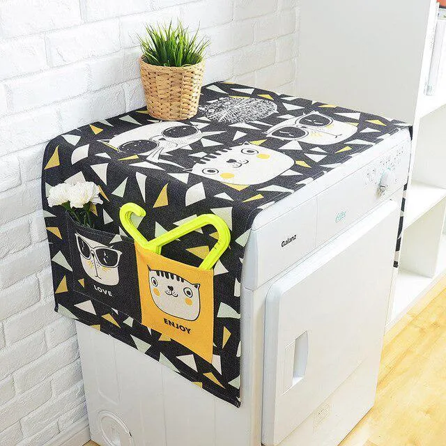 Elegant European Cartoon Linen Dust Cover - Chic and Fun Storage Solution