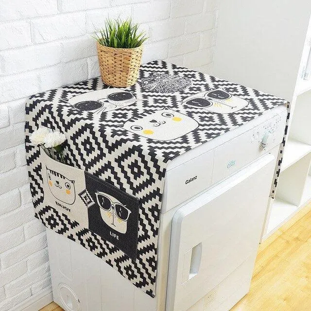 Elegant European Cartoon Linen Dust Cover - Chic and Fun Storage Solution