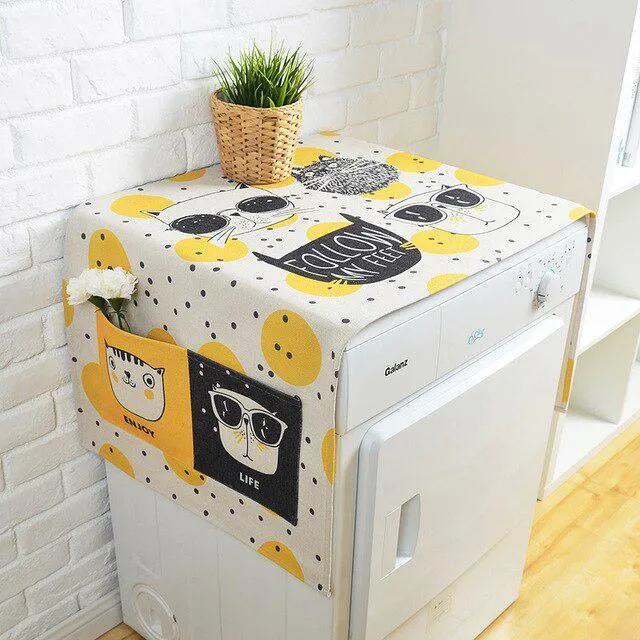 Elegant European Cartoon Linen Dust Cover - Chic and Fun Storage Solution