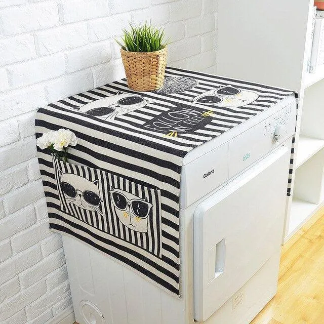 Elegant European Cartoon Linen Dust Cover - Chic and Fun Storage Solution
