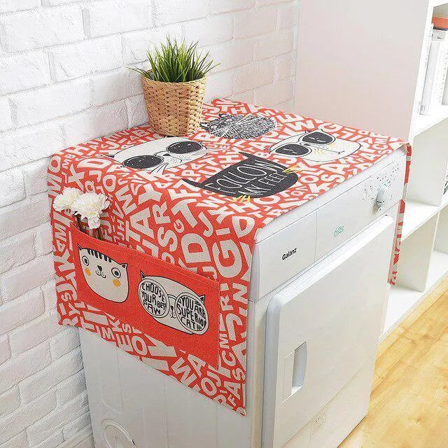 Elegant European Cartoon Linen Dust Cover - Chic and Fun Storage Solution
