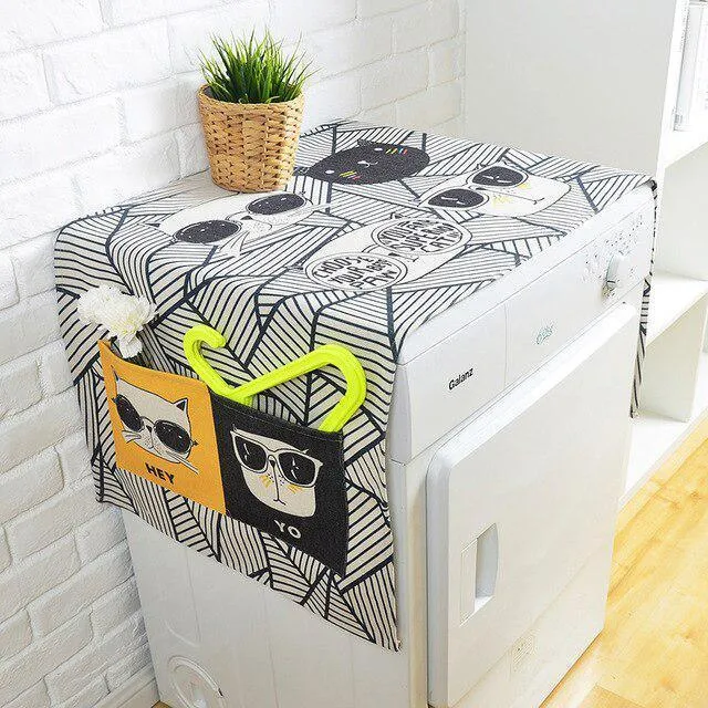 Elegant European Cartoon Linen Dust Cover - Chic and Fun Storage Solution