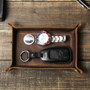 Elegant Leather Desktop Organizer Tray - Stylish Storage Solution