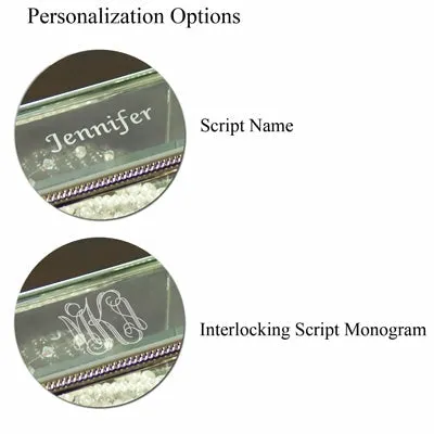 Engraved Beveled Glass Jewelry Box