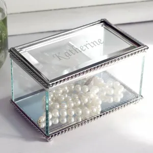 Engraved Beveled Glass Jewelry Box