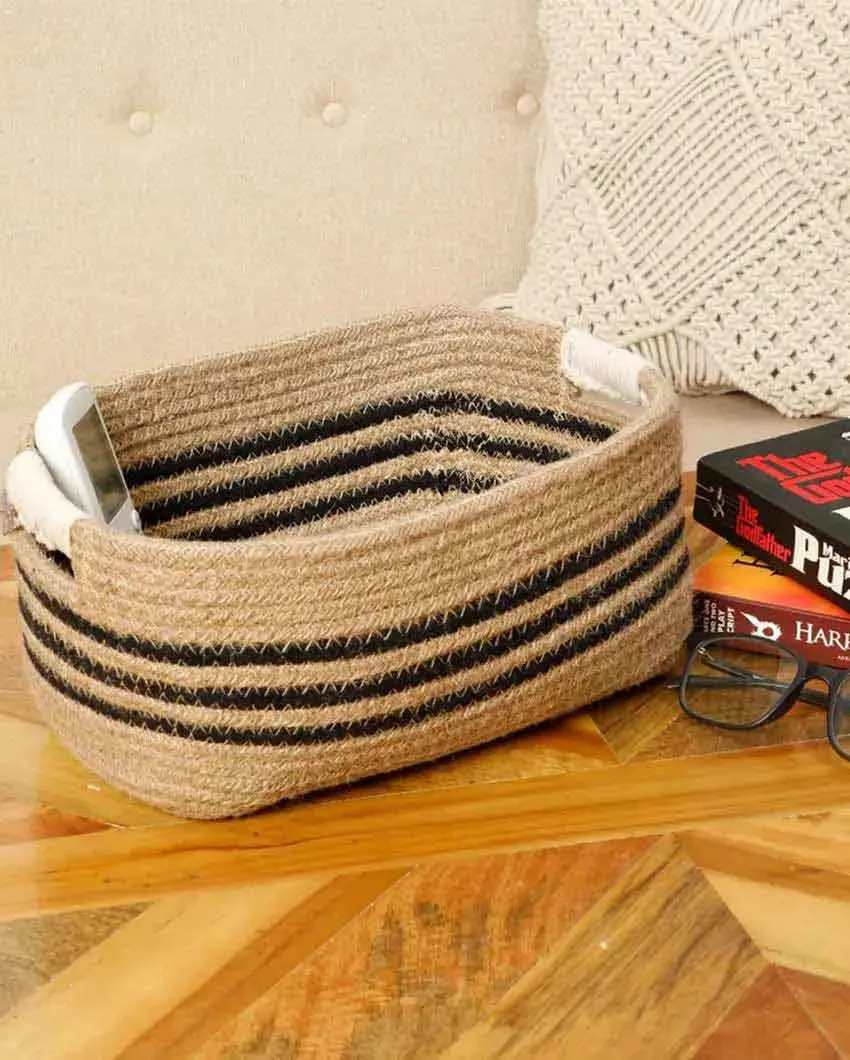 Estrella Triple Lines rectangle Jute Basket
