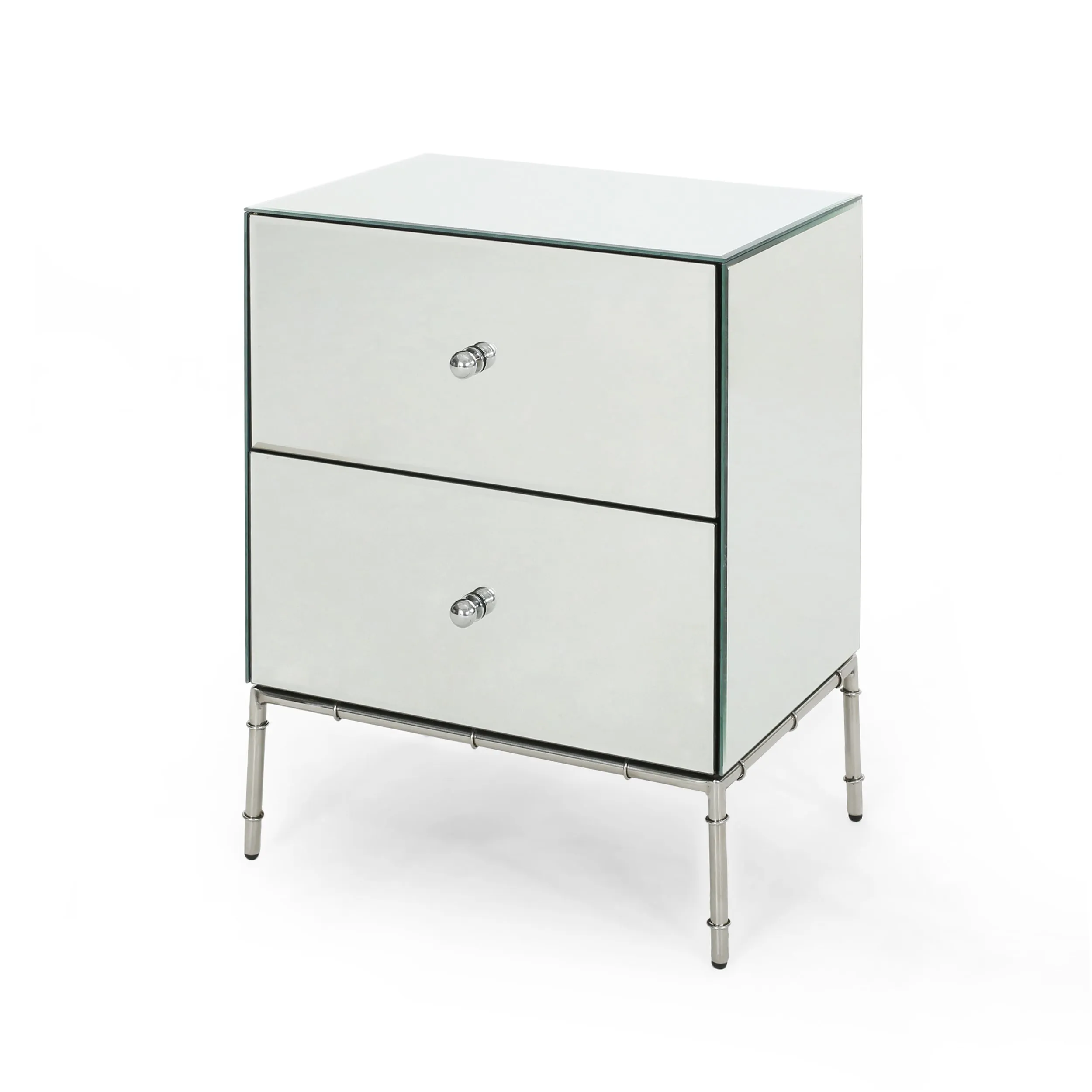 Eternis Modern Mirrored Two Drawer Cabinet