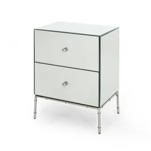 Eternis Modern Mirrored Two Drawer Cabinet