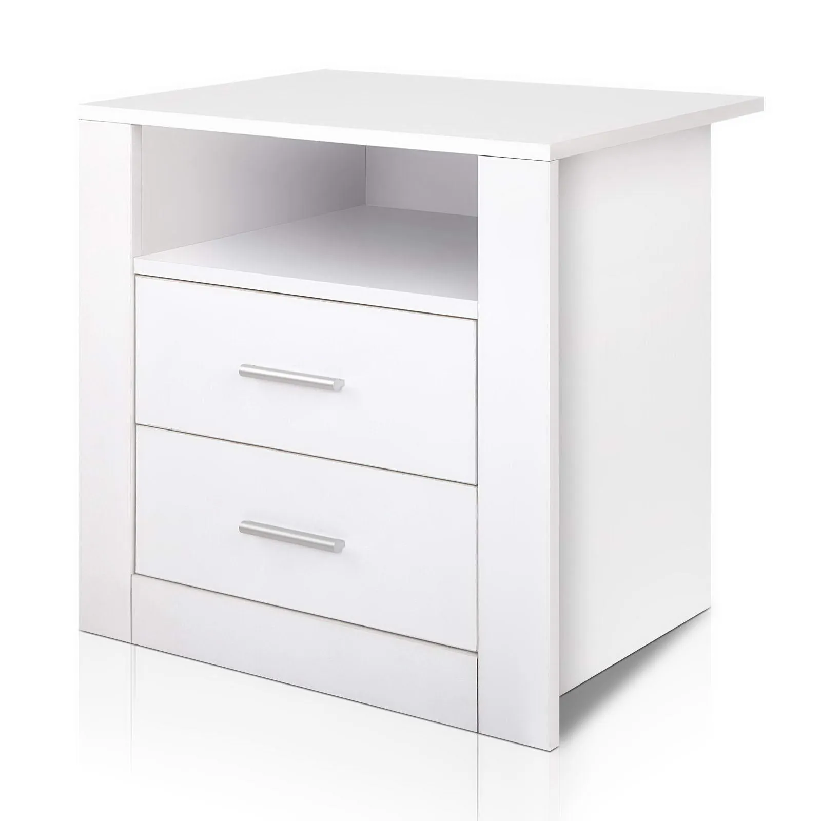 Eustache Wooden Bedside Tables Storage Cabinet Side Table with 2 Drawers - White