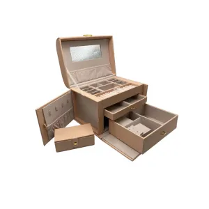 Faux Leather Jewellery Storage Box With Mirror