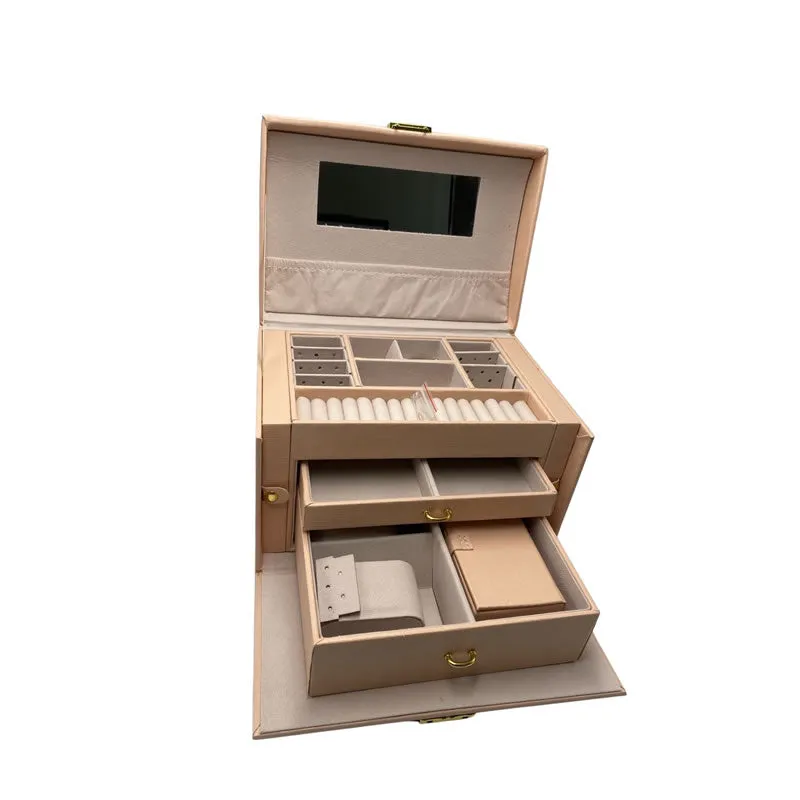 Faux Leather Jewellery Storage Box With Mirror