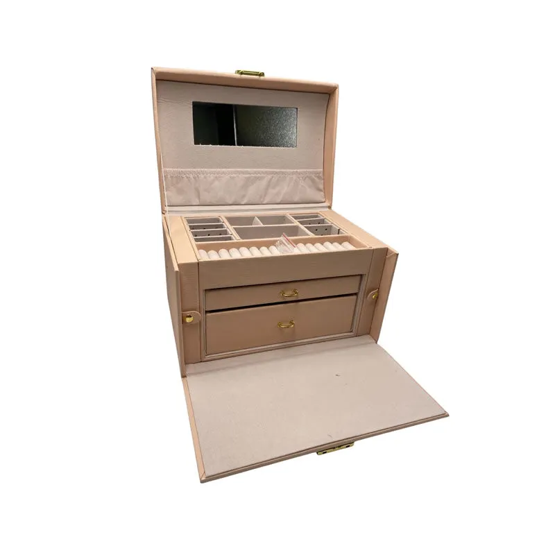 Faux Leather Jewellery Storage Box With Mirror