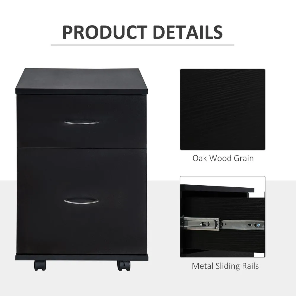 File Cabinet for Home Office - 2 Drawer Black Design