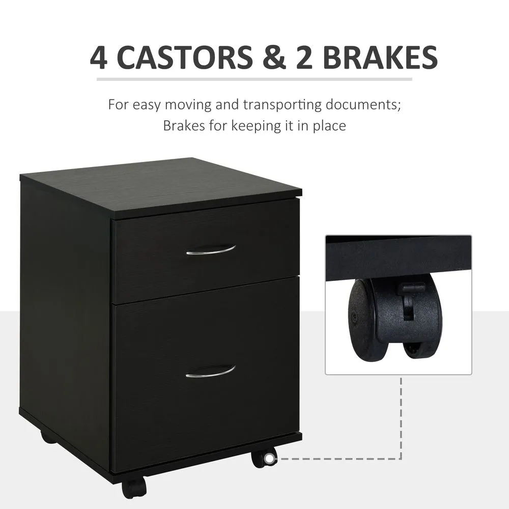File Cabinet for Home Office - 2 Drawer Black Design
