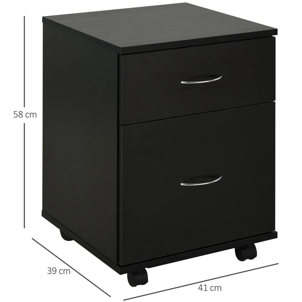 File Cabinet for Home Office - 2 Drawer Black Design