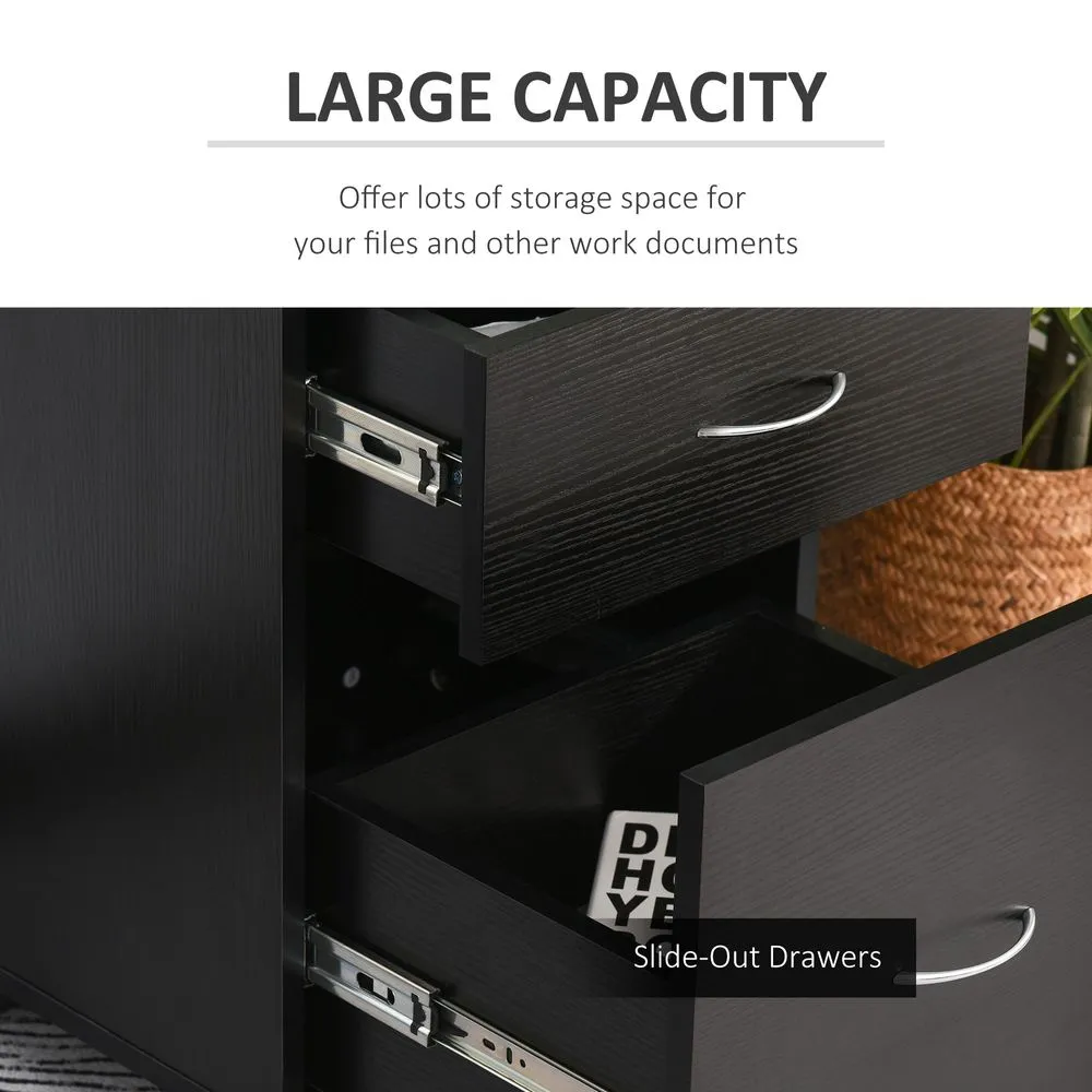 File Cabinet for Home Office - 2 Drawer Black Design