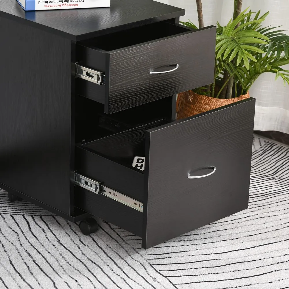 File Cabinet for Home Office - 2 Drawer Black Design