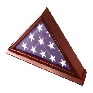 Flags Connections - 5x9 Small Base Burial/Funeral/Veteran Flag Elegant Display Case, Solid Wood, Cherry Finish.