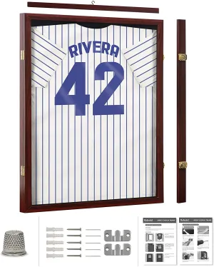 Flybold Jersey Frame Display Case 34.5x26.5x2.75 Inches Mahogany