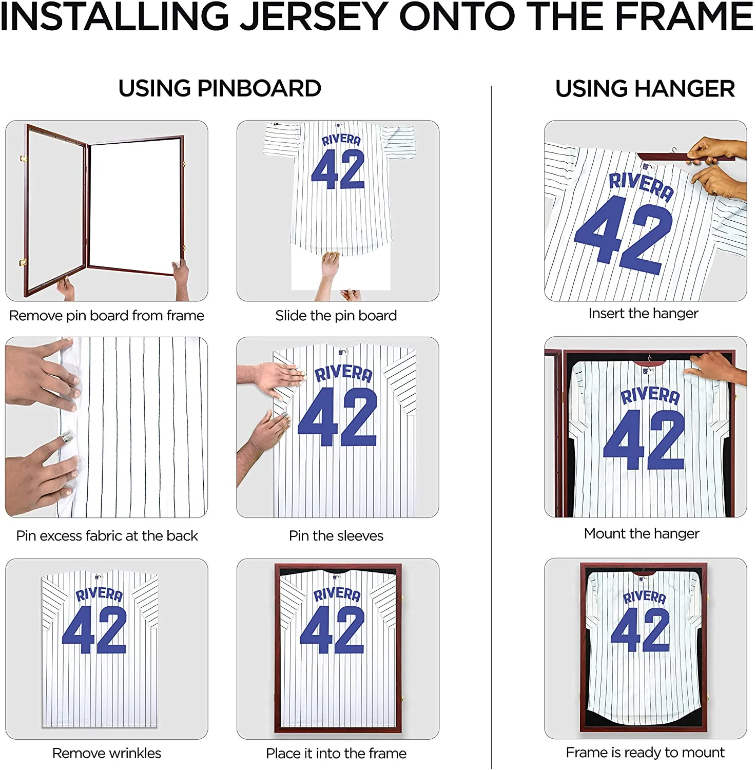 Flybold Jersey Frame Display Case 34.5x26.5x2.75 Inches Mahogany