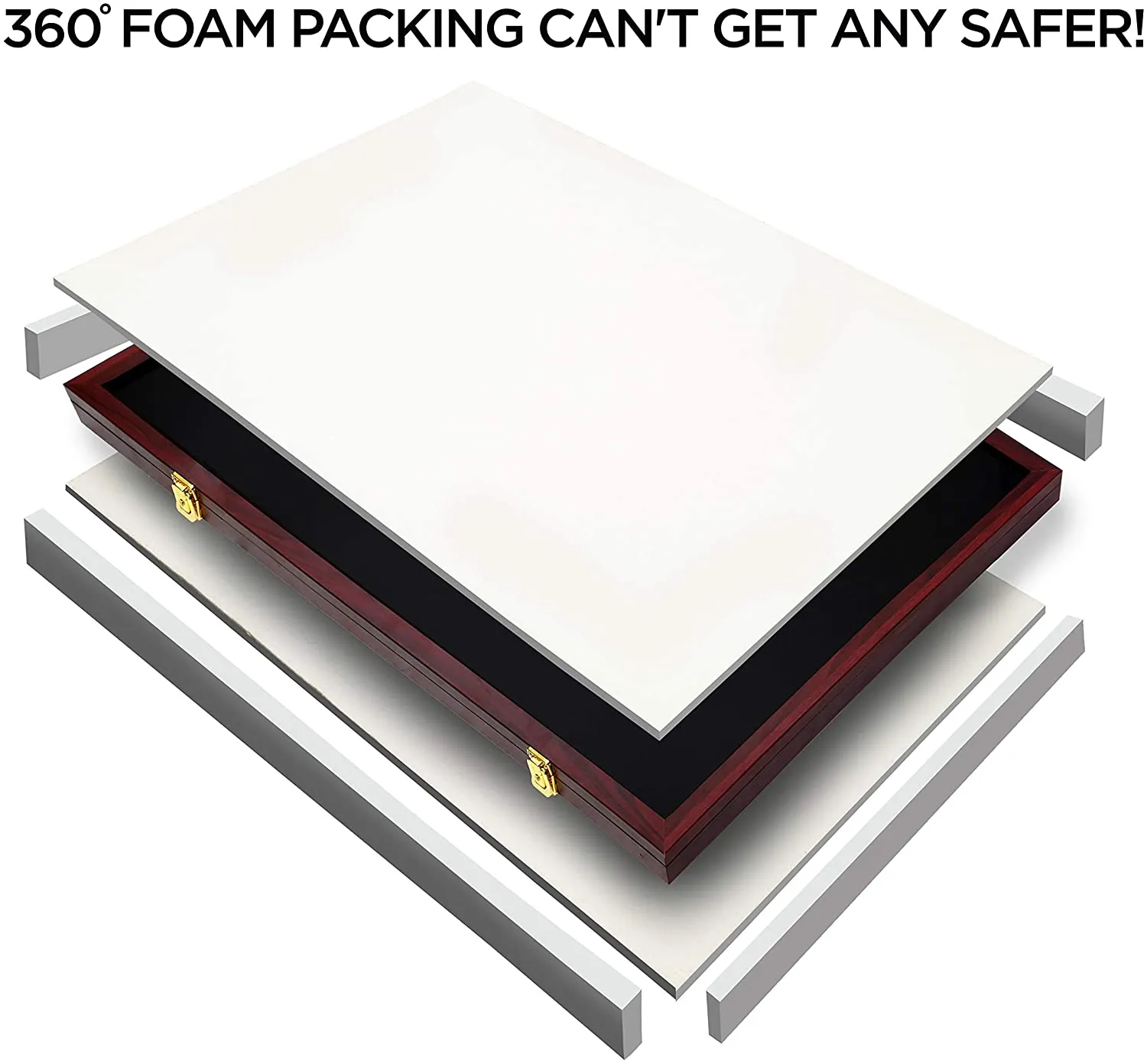 Flybold Jersey Frame Display Case 34.5x26.5x2.75 Inches Mahogany