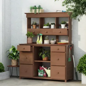 Garden Potting Bench Table, Rustic and Sleek