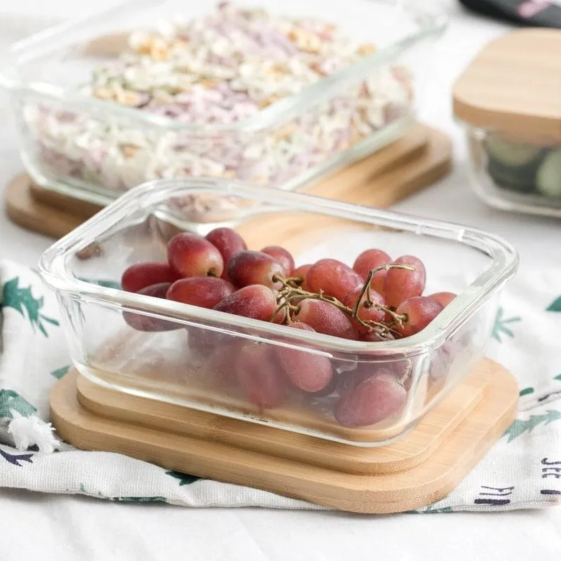Glass Lunch Box with Bamboo Wood Lid