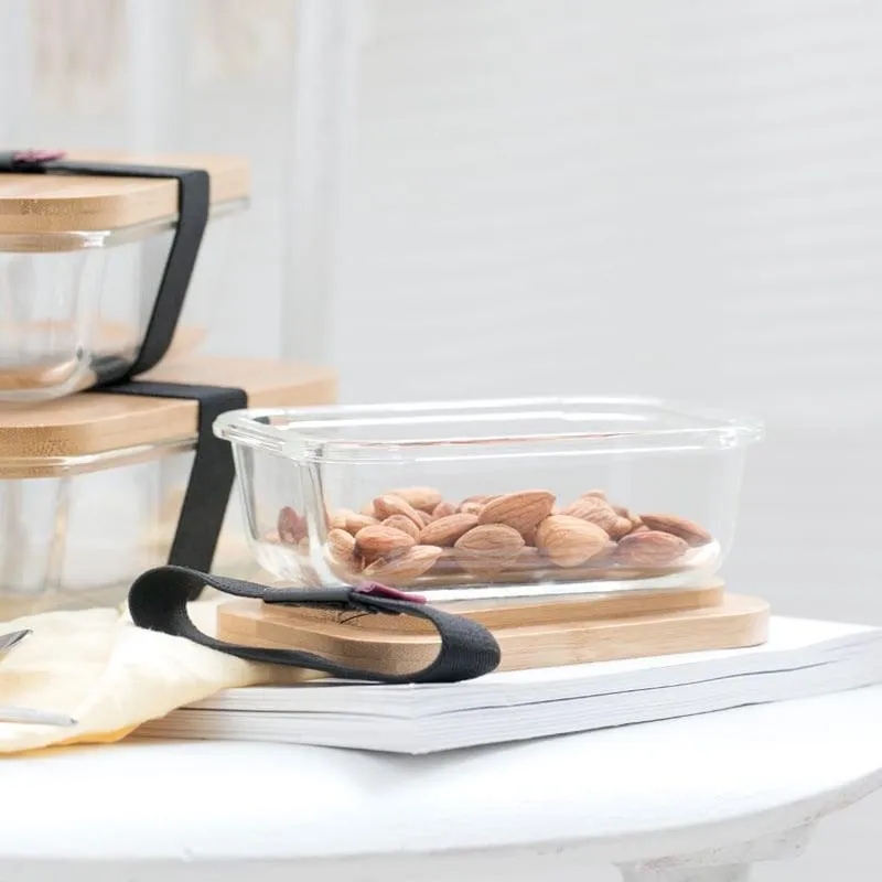 Glass Lunch Box with Bamboo Wood Lid