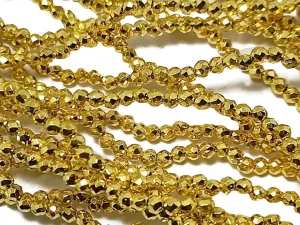 Golden  Metallic Spherical Faceted Glass Crystal Beads