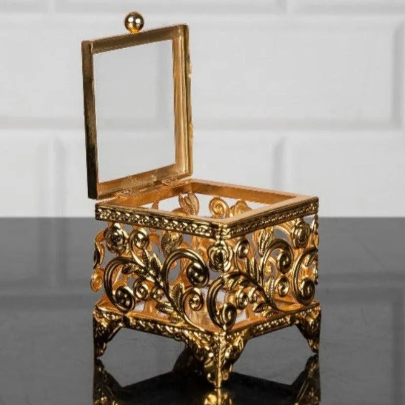 Handmade Jewelry Boxes for Women, Square Antique-Looking Trinket Box