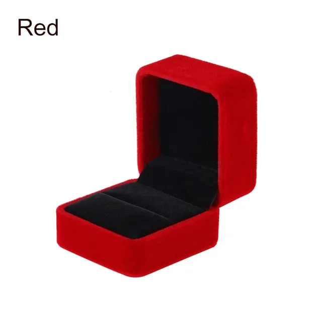 High Quality Velvet Engagement Wedding Earring Ring Pendant Jewelry Display Storage Box Case 7 Colors
