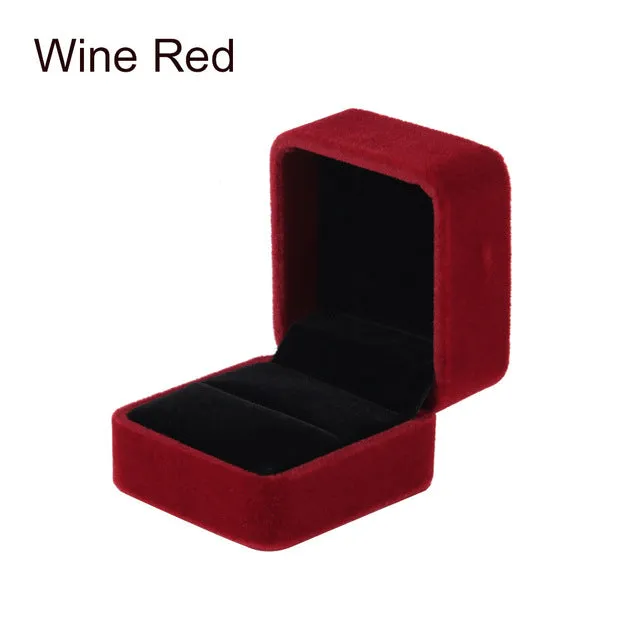 High Quality Velvet Engagement Wedding Earring Ring Pendant Jewelry Display Storage Box Case 7 Colors