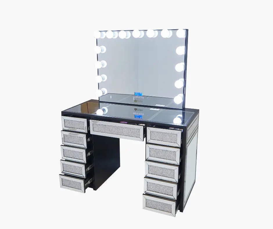 Jennifer Hollywood Makeup Vanity Station - Black